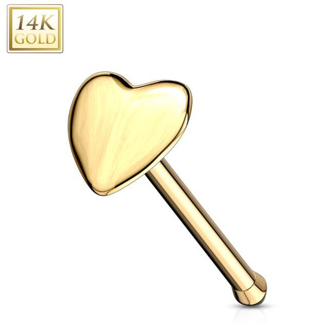 Luksusowy piercing do nosa z 14-karatowego złota - serduszko