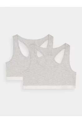 Dámská bavlněná podprsenka pro každodenní nošení 4F (2 Pack) - šedá
