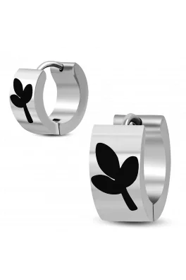 Kolczyki ze stali chirurgicznej - czarne liście