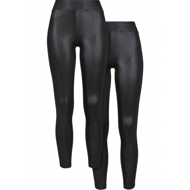 Ladies Synthetic Leather Leggings 2-Pack black+black