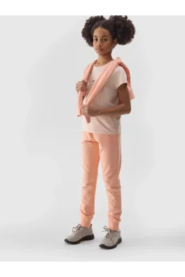 Dívčí tepláky typu jogger 4F - korálové