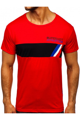 Koszulka męska z nadrukiem Denley KS1957 - czerwona,