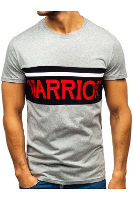 Koszulka męska z nadrukiem „Warrior” Denley 100701 - szary,