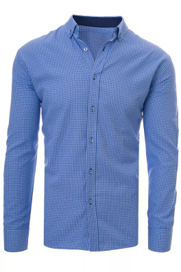 Niebieska męska koszula w białą kratkę DX2054