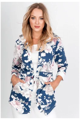 Luźna bluza narzutka motyw w kwiaty