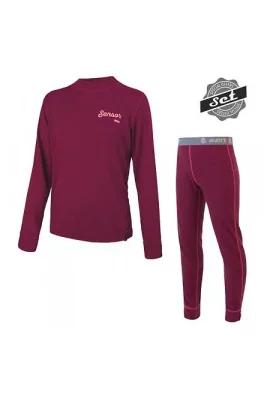 SENSOR DOUBLE FACE SET LOGO juniorský triko dl.rukáv + spodky lilla velikost 160