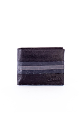 Czarno-niebieski skórzany portfel z reliefem