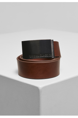Synthetic Leather Business Belt cognacbrown