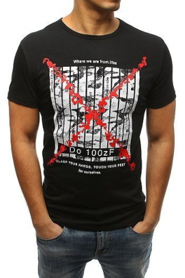 T-shirt męski z nadrukiem czarny RX3227
