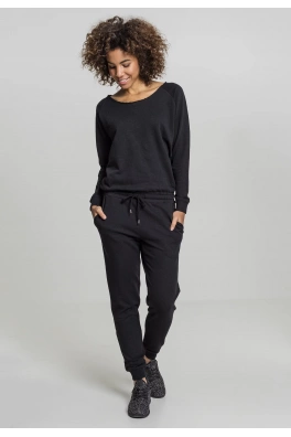 Ladies Long Sleeve Terry Jumpsuit black