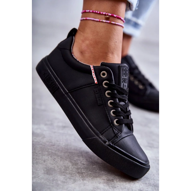 Niskie Damskie Skórzane Trampki Big Star KK274006 Czarne Niskie Damskie Skórzane Trampki Big Star KK274006 Czarne