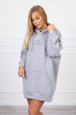 Insulated sweatshirt with embroidered inscription oversize gray