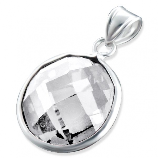 Srebrny wisiorek - okrągły kryształ