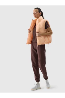 Dámská péřová vesta s výplní ze syntetického peří 4F - oranžová