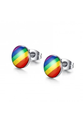 Kolczyki ze stali chirurgicznej - tęczowe pierścionki