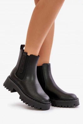 Skórzane Ocieplane Botki Sztyblety Damskie Big Star OO274A386 Czarne