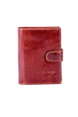 Brązowy skórzany portfel z klapą