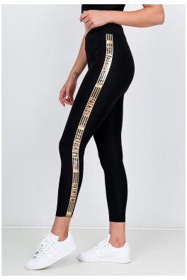 Stylowe damskie legginsy z napisem „FASHION” - czarne,