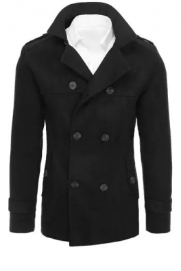 Płaszcz męski dwurzędowy czarny Dstreet CX0423
