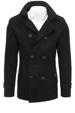 Płaszcz męski dwurzędowy czarny Dstreet CX0423