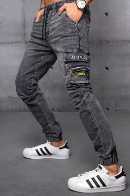 Spodnie męskie jeansowe joggery czarne Dstreet UX3578