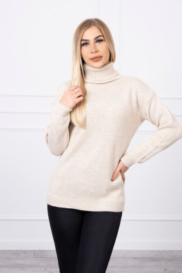 Sweter z golfem beżowy