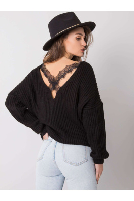 OCH BELLA Czarny sweter z dekoltem na plecach