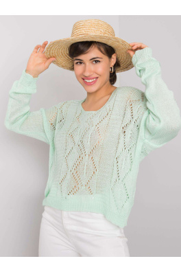 Miętowy ażurowy sweter damski 