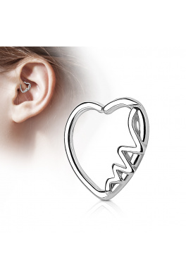 Stalowy piercing do lewego ucha - serce 2