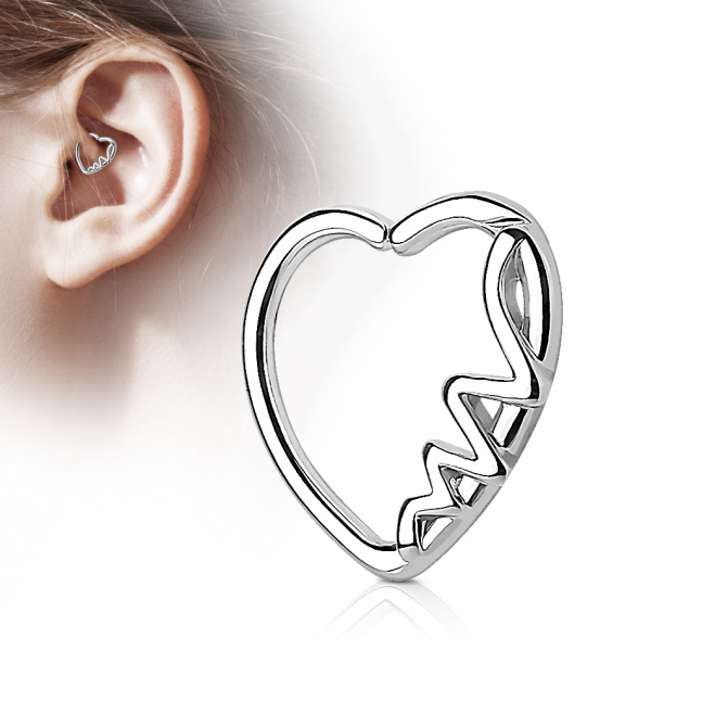 Stalowy piercing do lewego ucha - serce 2