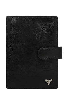 Czarny skórzany portfel męski z klapą