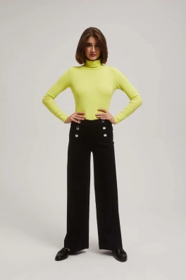 Jeansy wide leg z ozdobnymi guzikami czarne - czarny