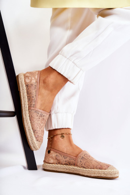 Klasyczne Damskie Espadryle Ażurowe Nude Catris