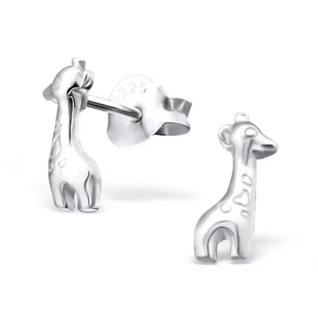 Dziecięce srebrne kolczyki  - żyrafa