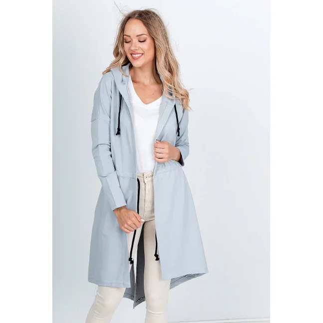 Damska bluza oversize z napisem „NICE” z tyłu - szara,