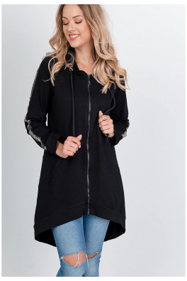 Damska bluza oversize z napisem „FASHION” - czarna,