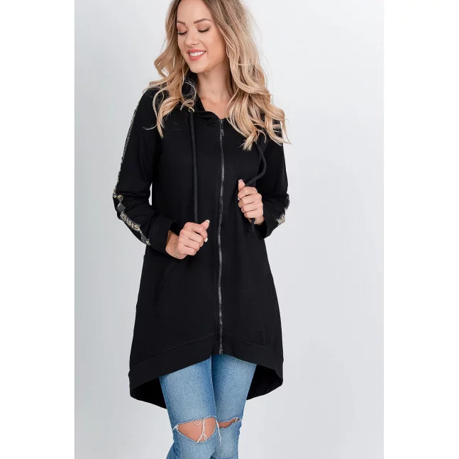 Damska bluza oversize z napisem „FASHION” - czarna,
