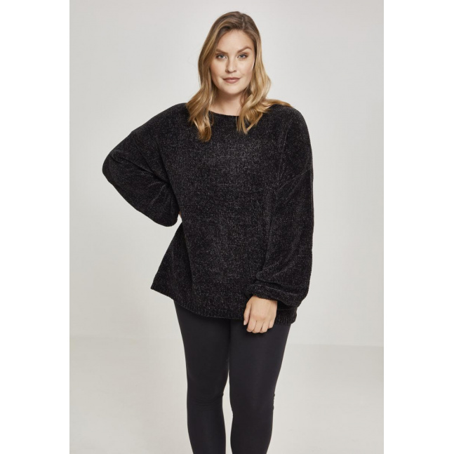 Ladies Oversize Chenille Sweater black