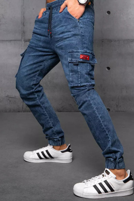 Spodnie męskie jeansowe joggery niebieskie Dstreet UX3576