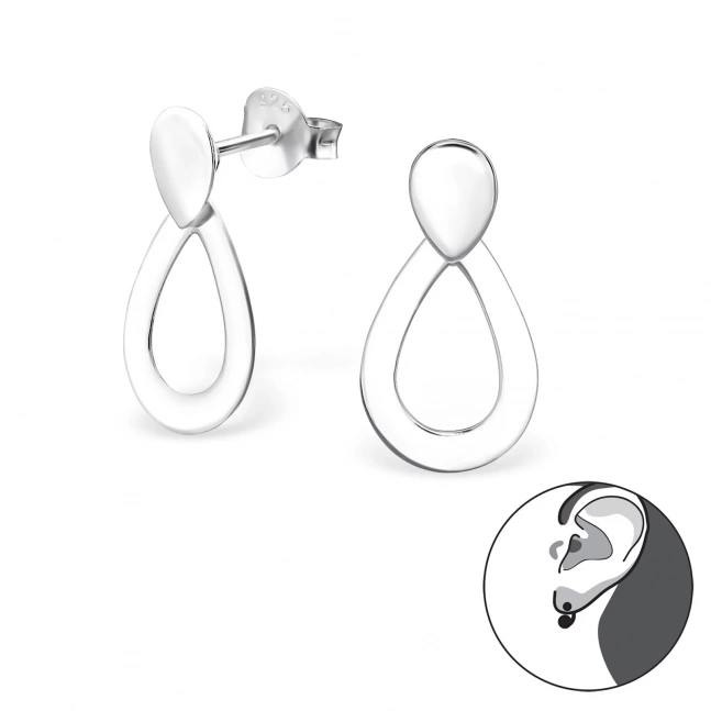 Stříbrné náušnice visací - slza