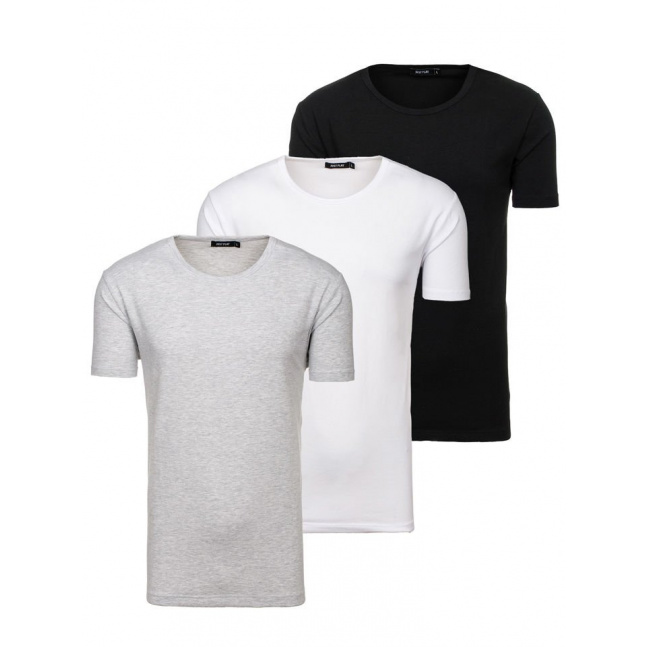 3 męskie koszulki Denley 798081-3p - szary, biały, czarny