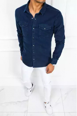 Koszula męska jeansowa ciemnoniebieska Dstreet DX2358