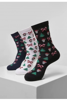 Grumpy Santa Christmas Socks 3-Pack black/navy/white