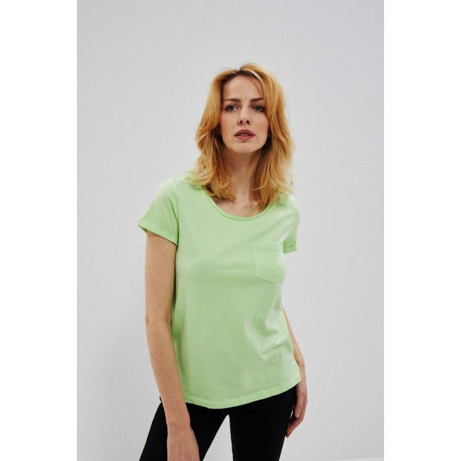 Gładki t-shirt z kieszonką - zielony