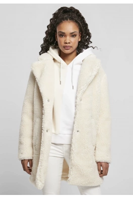 Ladies Oversized Sherpa Coat whitesand