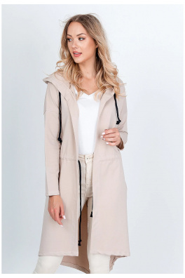 Damska bluza oversize z napisem „NICE” z tyłu - beżowa,