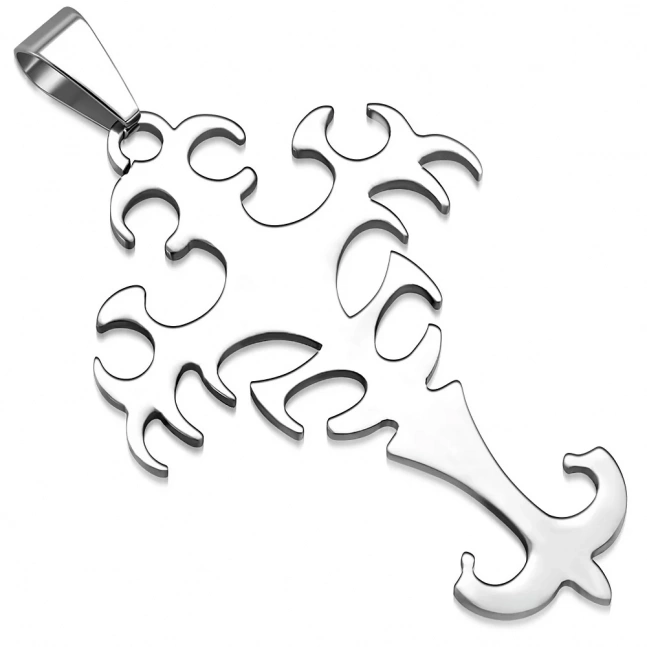 Wisiorek ze stali chirurgicznej, opcjonalnie z łańcuszkiem - Rebeliancki krzyżyk Fleur De Lis Wisiorek ze stali chirurgicznej, opcjonalnie z łańcuszkiem - Rebeliancki krzyżyk Fleur De Lis