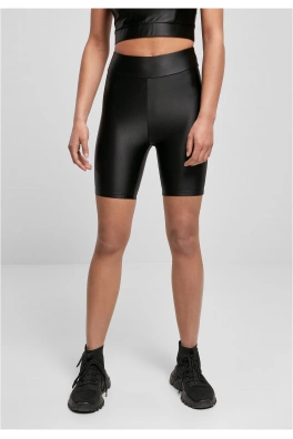 Ladies Highwaist Shiny Metallic Cycle Shorts black