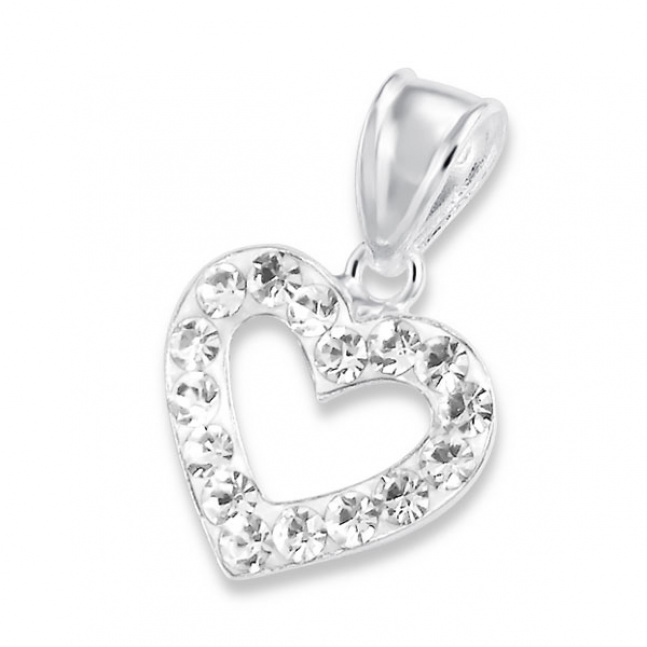 Srebrny wisiorek w kształcie serca - kryształkowe cyrkonie