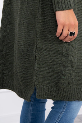 Sweter Kardigan splot warkocz khaki